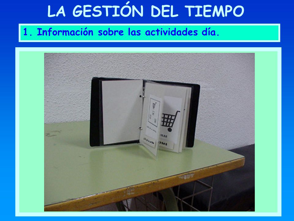 LA GESTIÓN DEL TIEMPO 1. Información sobre las actividades día. X L