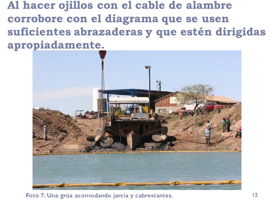 Al hacer ojillos con el cable de alambre corrobore con el diagrama que se usen suficientes abrazaderas y que estén dirigidas apropiadamente.