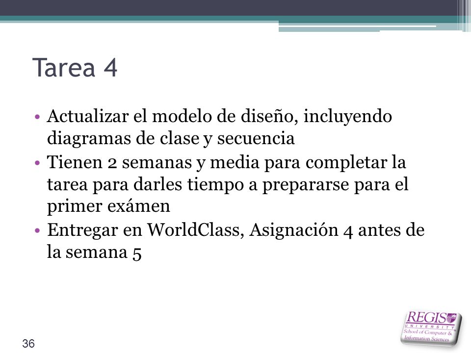 Tarea 4 Actualizar el modelo de diseño, incluyendo diagramas de clase y secuencia.