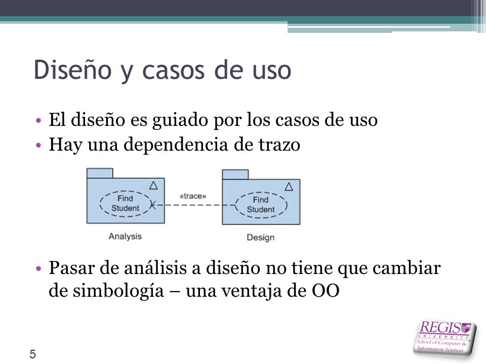 Diseño y casos de uso El diseño es guiado por los casos de uso