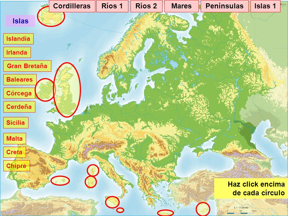 Cordilleras Ríos 1 Ríos 2 Mares Penínsulas Islas 1 Islas