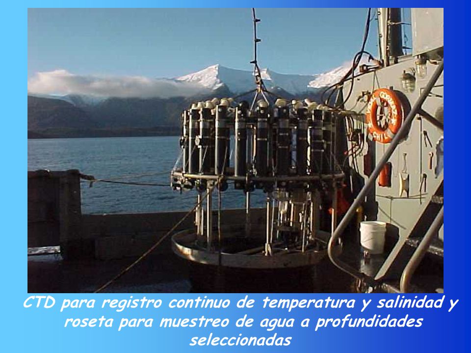 CTD para registro continuo de temperatura y salinidad y