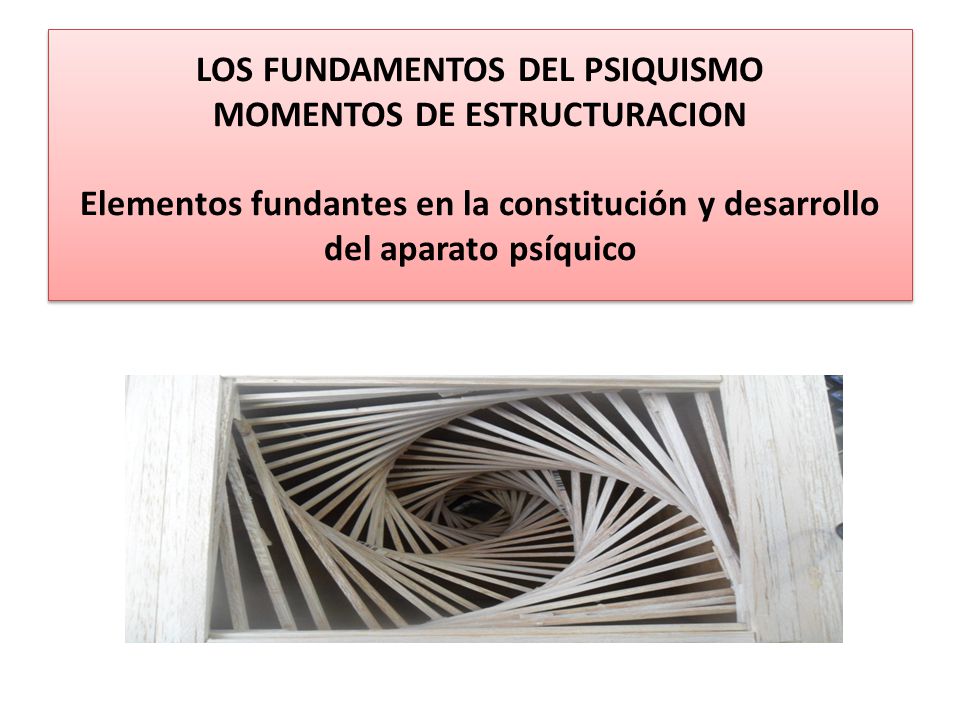LOS FUNDAMENTOS DEL PSIQUISMO MOMENTOS DE ESTRUCTURACION Elementos fundantes en la constitución y desarrollo del aparato psíquico