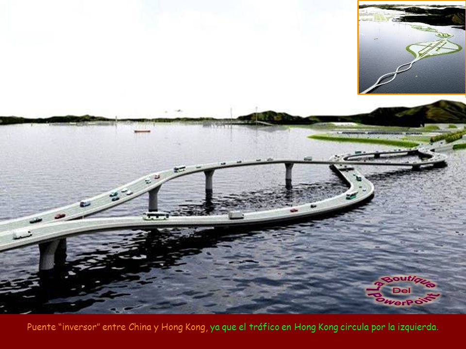Puente inversor entre China y Hong Kong, ya que el tráfico en Hong Kong circula por la izquierda.
