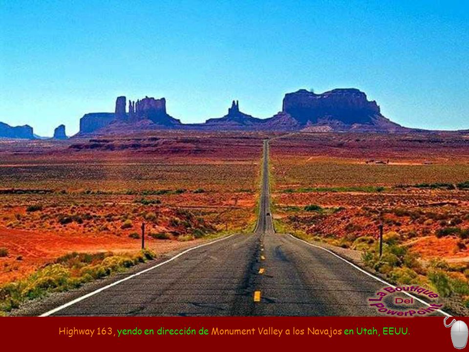 Highway 163, yendo en dirección de Monument Valley a los Navajos en Utah, EEUU.