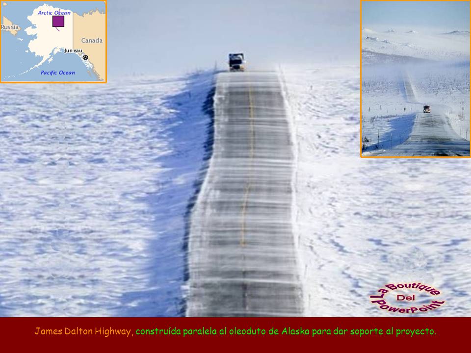 James Dalton Highway, construída paralela al oleoduto de Alaska para dar soporte al proyecto.