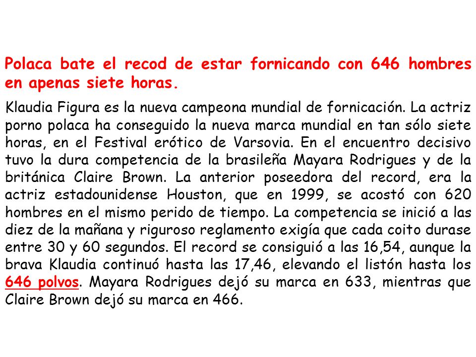 Polaca bate el recod de estar fornicando con 646 hombres en apenas siete horas.