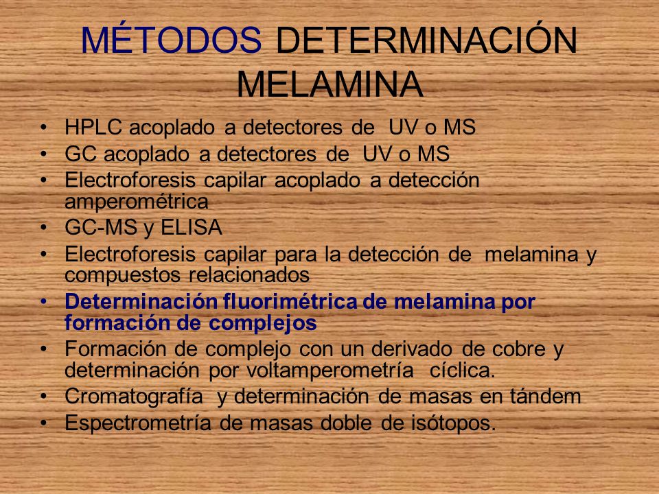 MÉTODOS DETERMINACIÓN MELAMINA