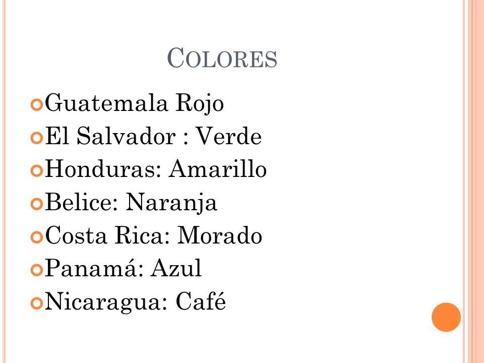 Colores Guatemala Rojo El Salvador : Verde Honduras: Amarillo