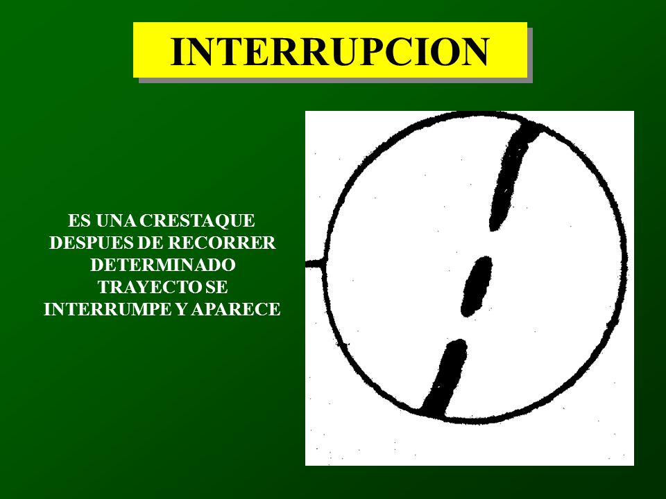 INTERRUPCION ES UNA CRESTAQUE DESPUES DE RECORRER DETERMINADO TRAYECTO SE INTERRUMPE Y APARECE