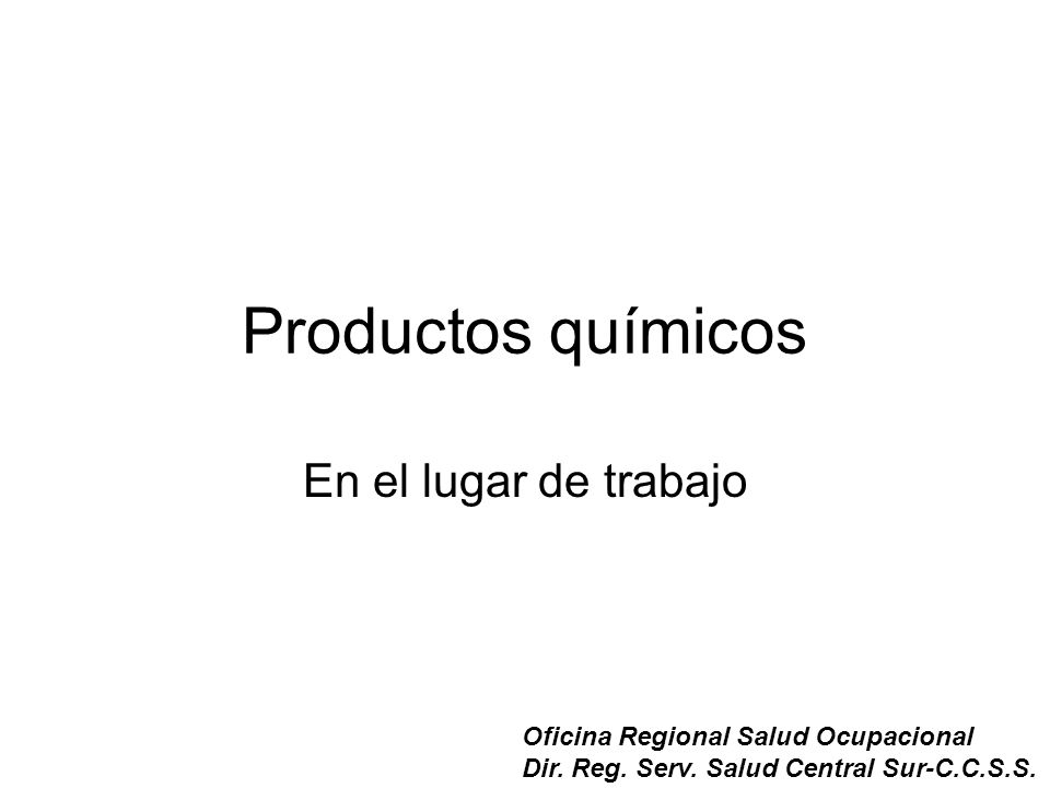 Productos químicos En el lugar de trabajo