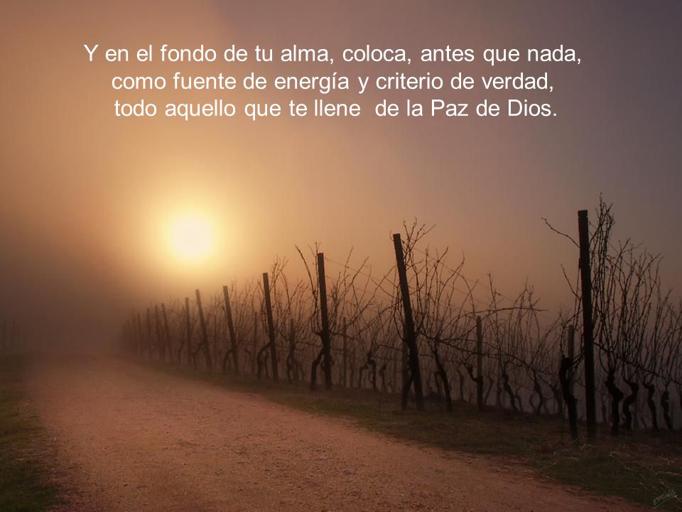 Y en el fondo de tu alma, coloca, antes que nada,