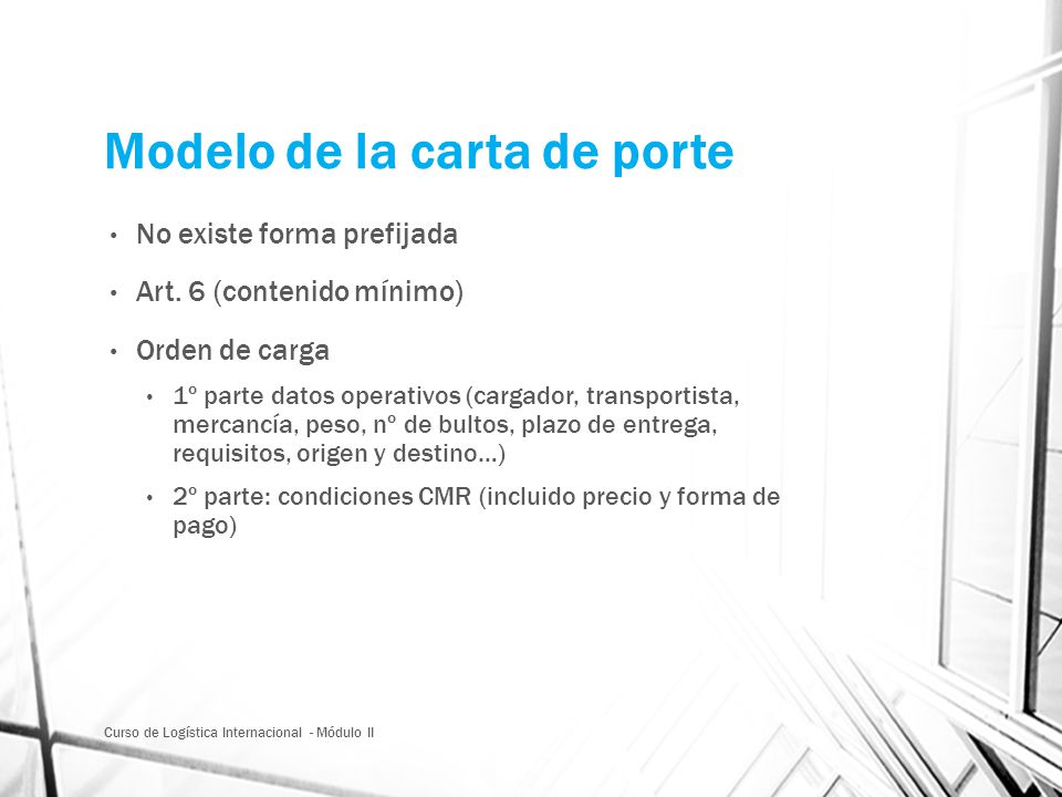 Modelo de la carta de porte