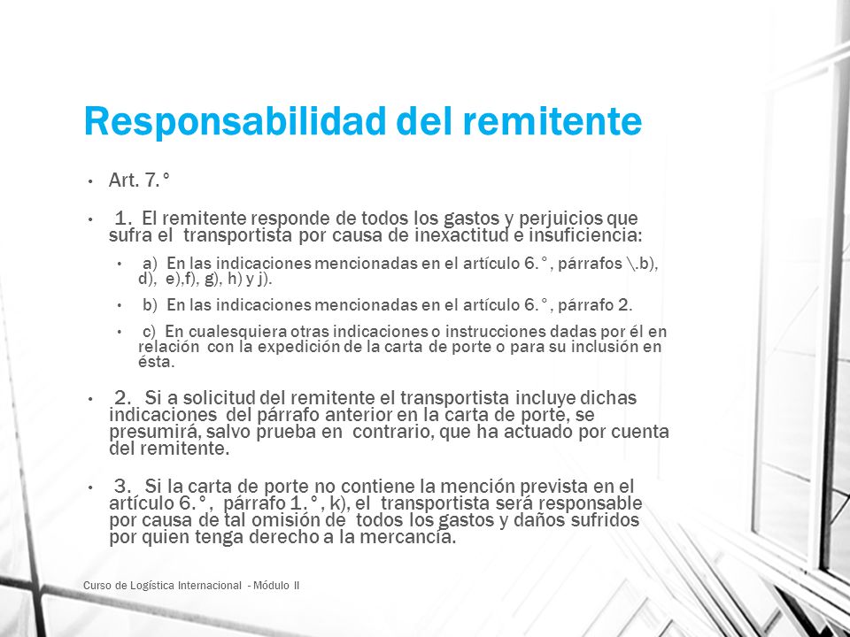 Responsabilidad del remitente