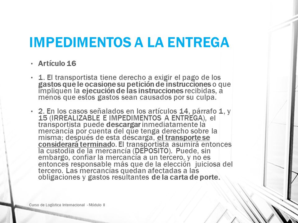 IMPEDIMENTOS A LA ENTREGA