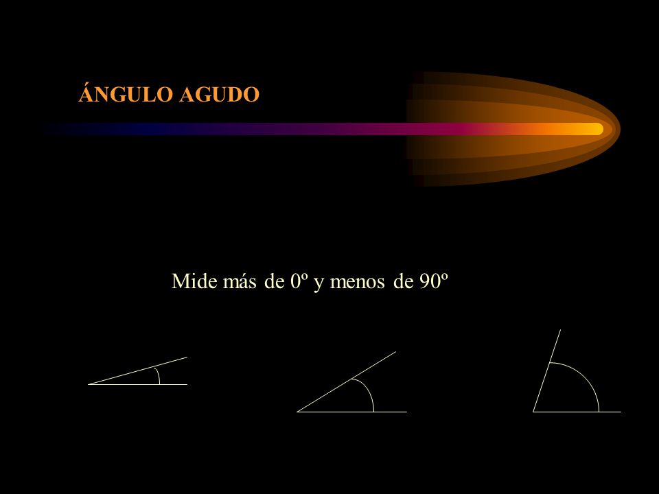 ÁNGULO AGUDO Mide más de 0º y menos de 90º