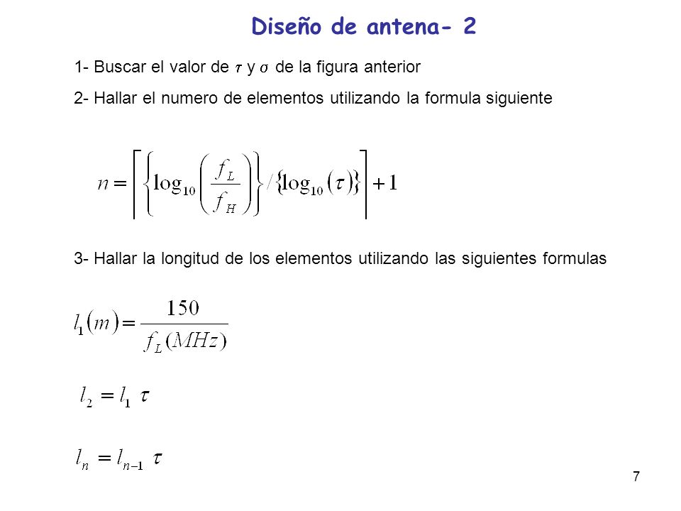 Diseño de antena Buscar el valor de  y  de la figura anterior