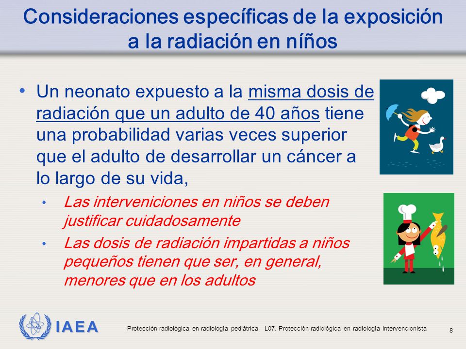 Consideraciones específicas de la exposición a la radiación en níños