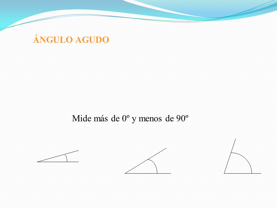 ÁNGULO AGUDO Mide más de 0º y menos de 90º