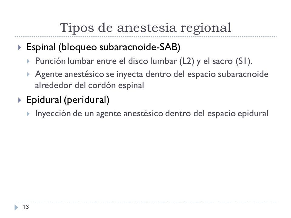 Tipos de anestesia regional
