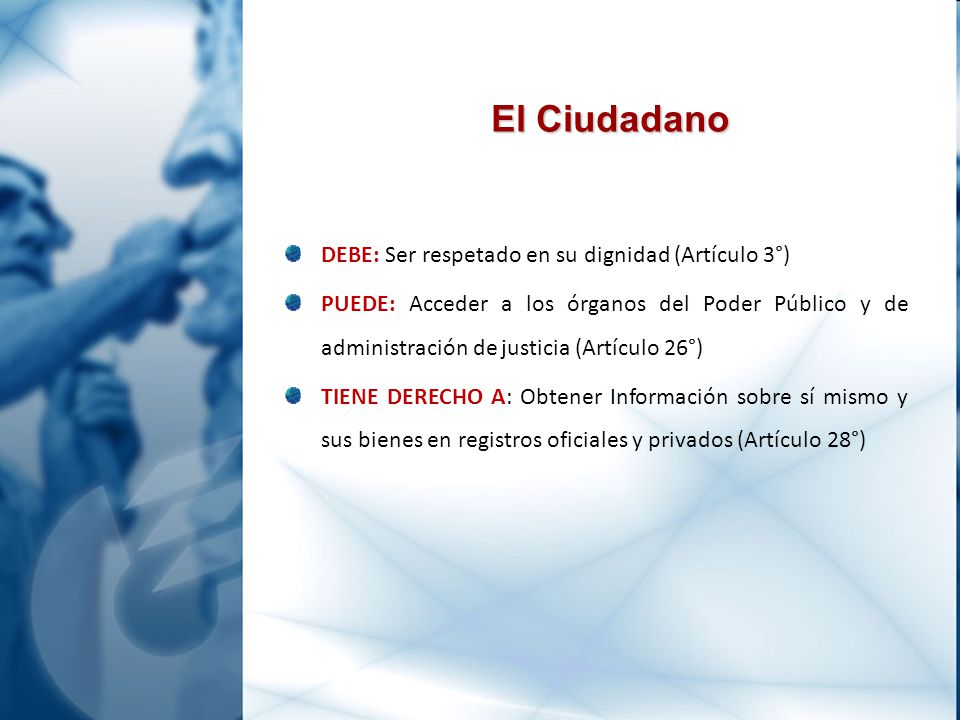 El Ciudadano DEBE: Ser respetado en su dignidad (Artículo 3°)