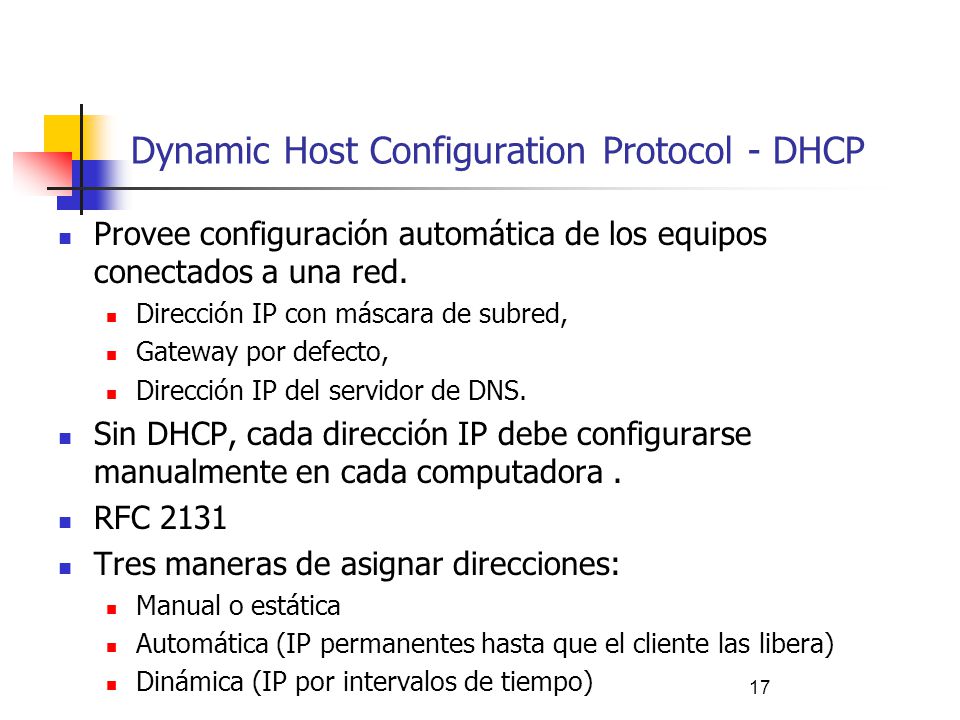 Dynamic Host Configuration Protocol - DHCP