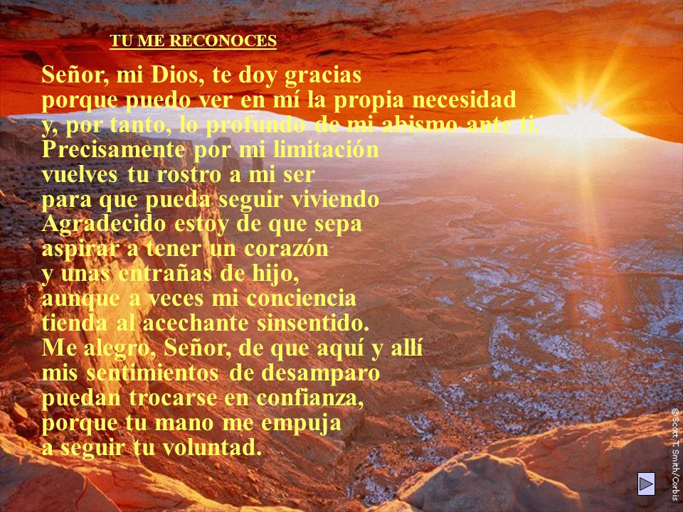 TU ME RECONOCES Señor, mi Dios, te doy gracias
