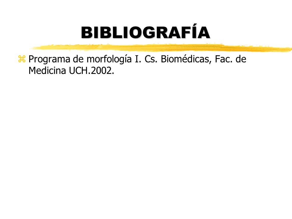 BIBLIOGRAFÍA Programa de morfología I. Cs. Biomédicas, Fac. de Medicina UCH.2002.