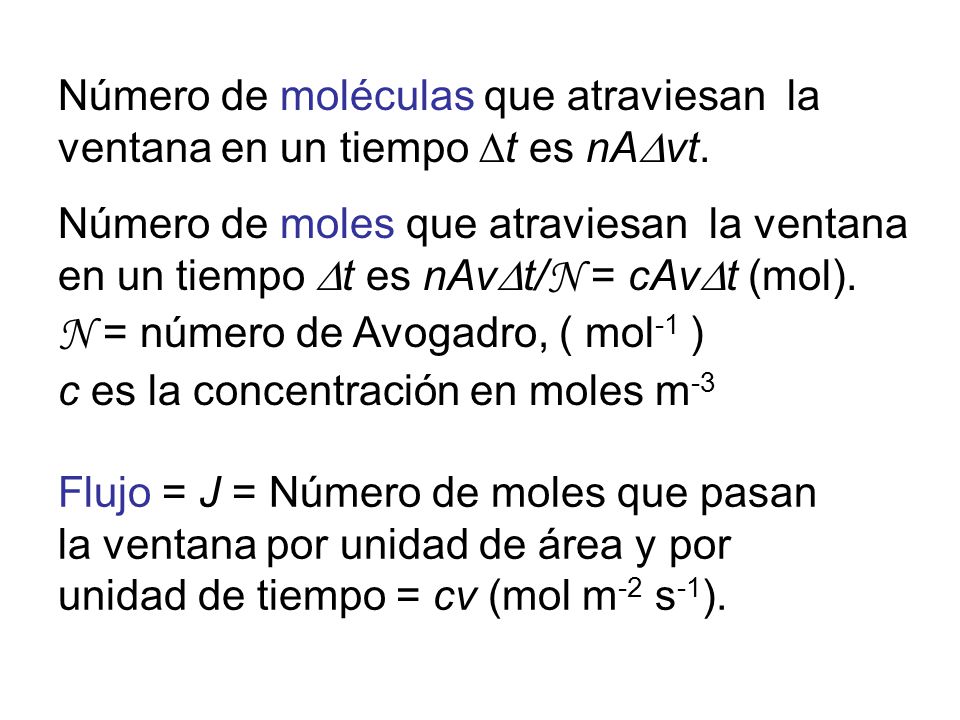 N = número de Avogadro, ( mol-1 ) c es la concentración en moles m-3