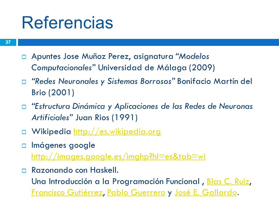 Referencias Apuntes Jose Muñoz Perez, asignatura Modelos Computacionales Universidad de Málaga (2009)