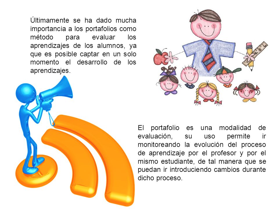 Últimamente se ha dado mucha importancia a los portafolios como método para evaluar los aprendizajes de los alumnos, ya que es posible captar en un solo momento el desarrollo de los aprendizajes.