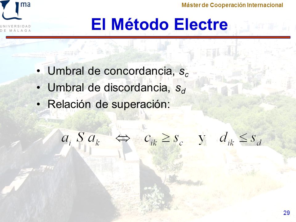 El Método Electre Umbral de concordancia, sc