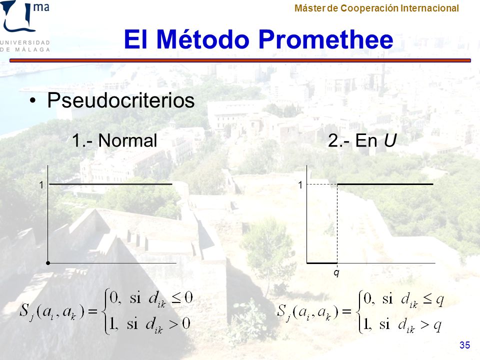 El Método Promethee Pseudocriterios 1.- Normal 2.- En U 1 q 1