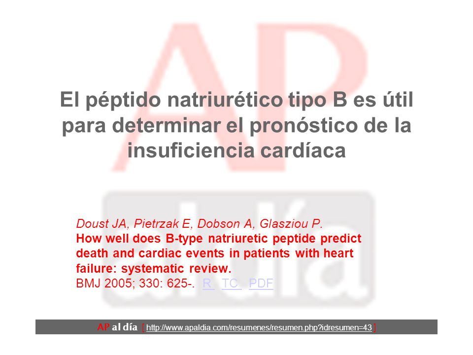 El péptido natriurético tipo B es útil para determinar el pronóstico de la insuficiencia cardíaca