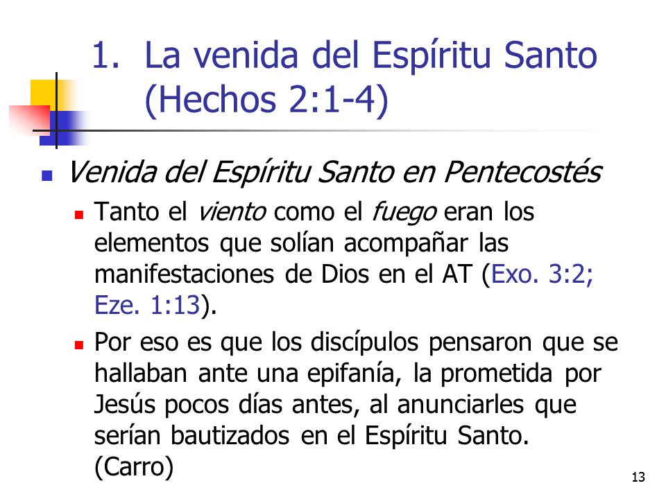 La venida del Espíritu Santo (Hechos 2:1-4)