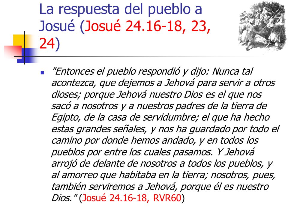 La respuesta del pueblo a Josué (Josué , 23, 24)