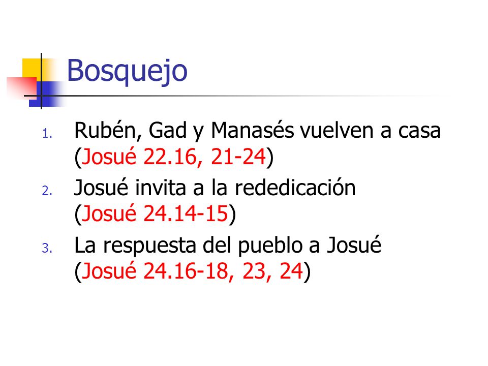 Bosquejo Rubén, Gad y Manasés vuelven a casa (Josué 22.16, 21-24)