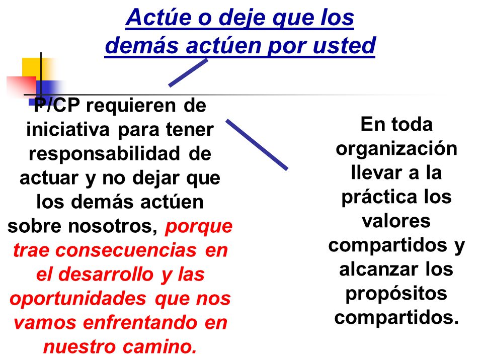 Actúe o deje que los demás actúen por usted