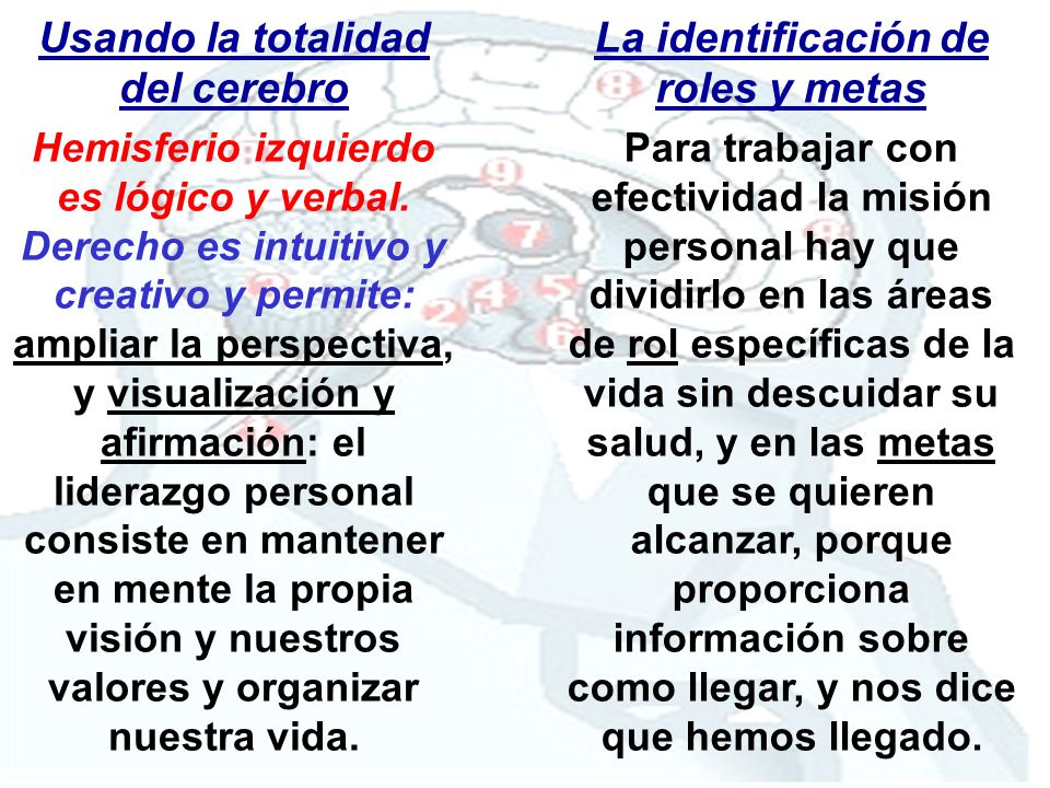 Usando la totalidad del cerebro La identificación de roles y metas