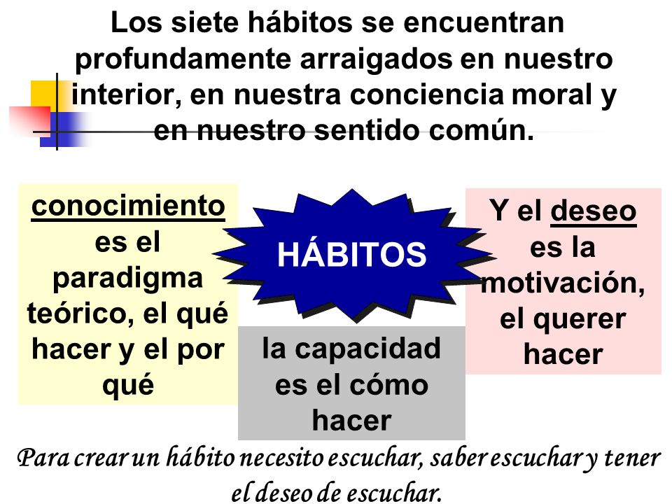 Los siete hábitos se encuentran profundamente arraigados en nuestro interior, en nuestra conciencia moral y en nuestro sentido común.