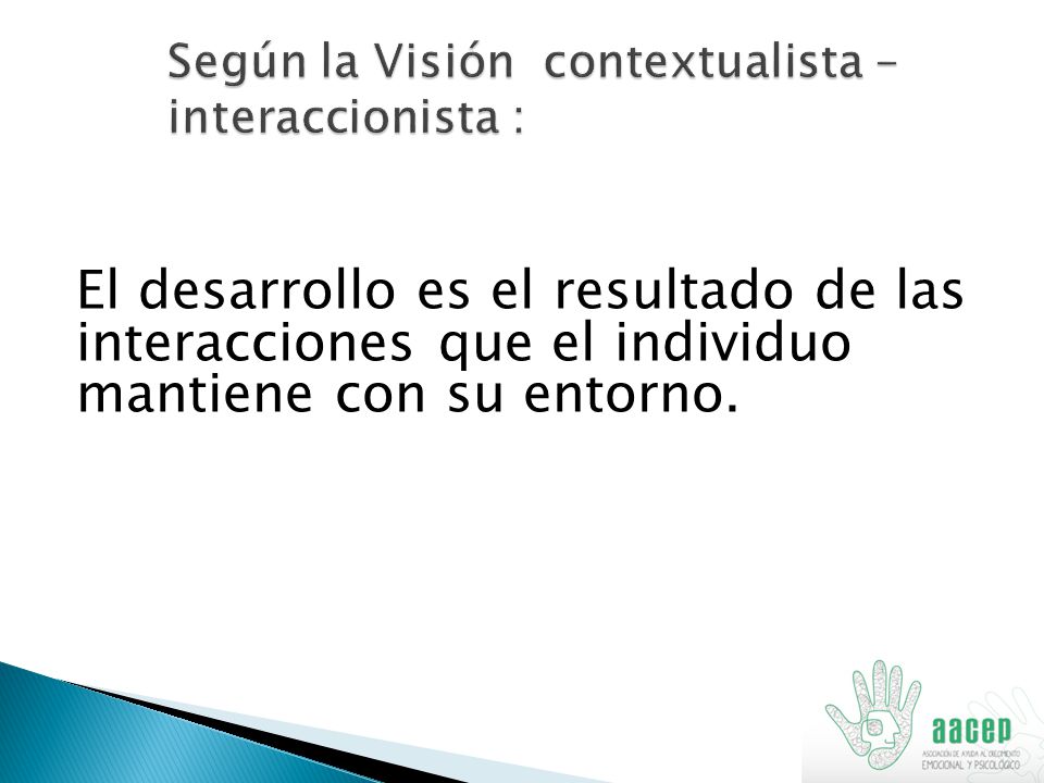 Según la Visión contextualista – interaccionista :