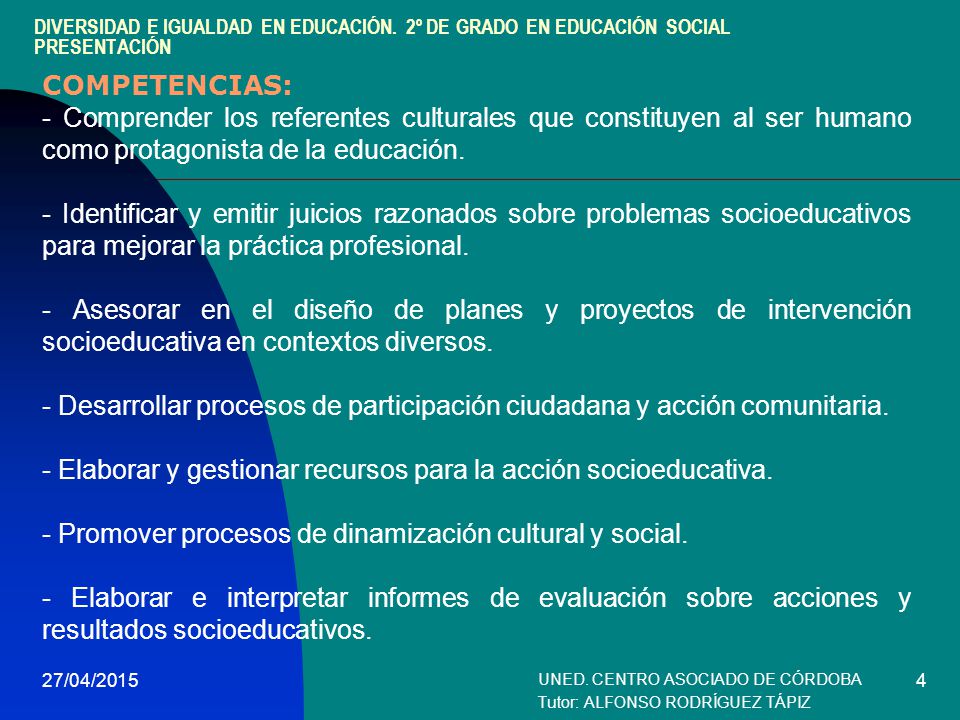 UNED. CENTRO ASOCIADO DE CÓRDOBA Tutor: ALFONSO RODRÍGUEZ TÁPIZ