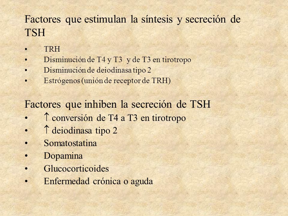 Factores que estimulan la síntesis y secreción de TSH