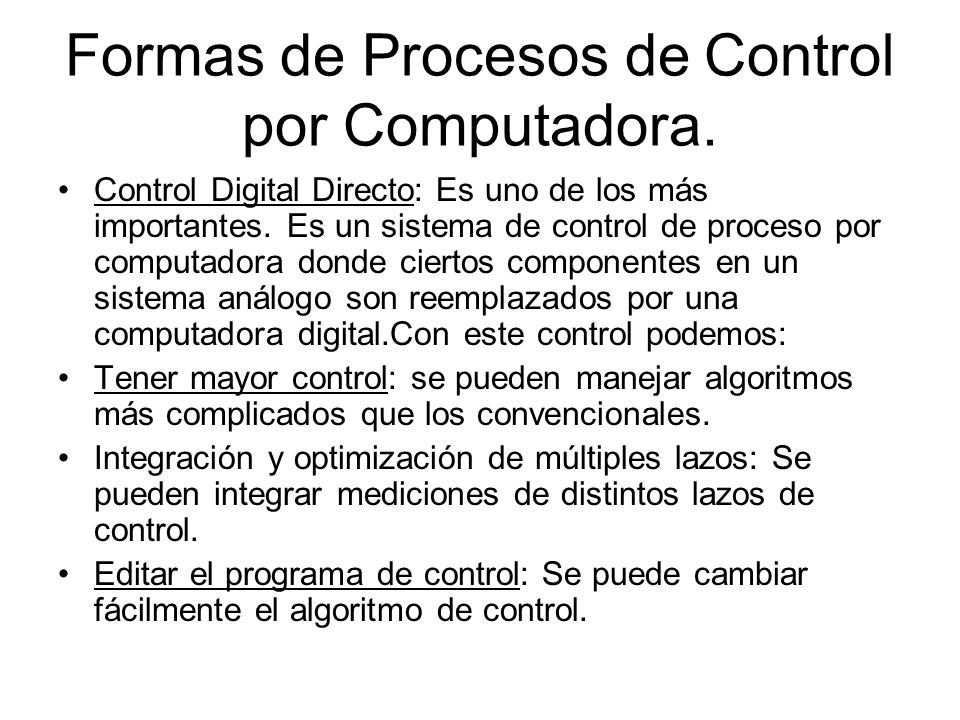 Formas de Procesos de Control por Computadora.