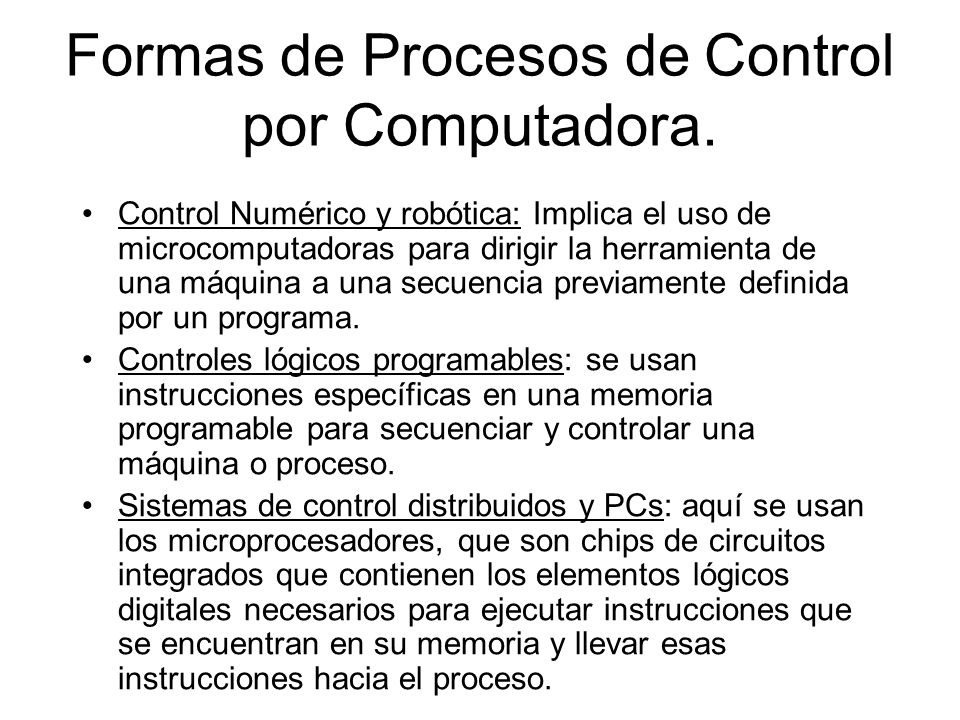 Formas de Procesos de Control por Computadora.