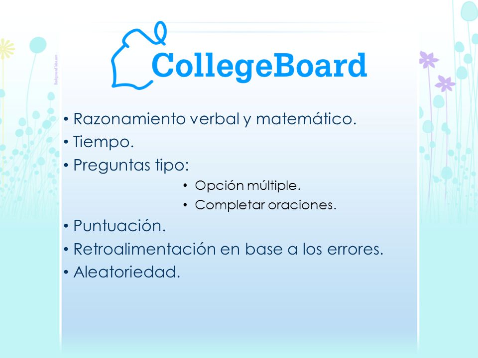Razonamiento verbal y matemático. Tiempo. Preguntas tipo: