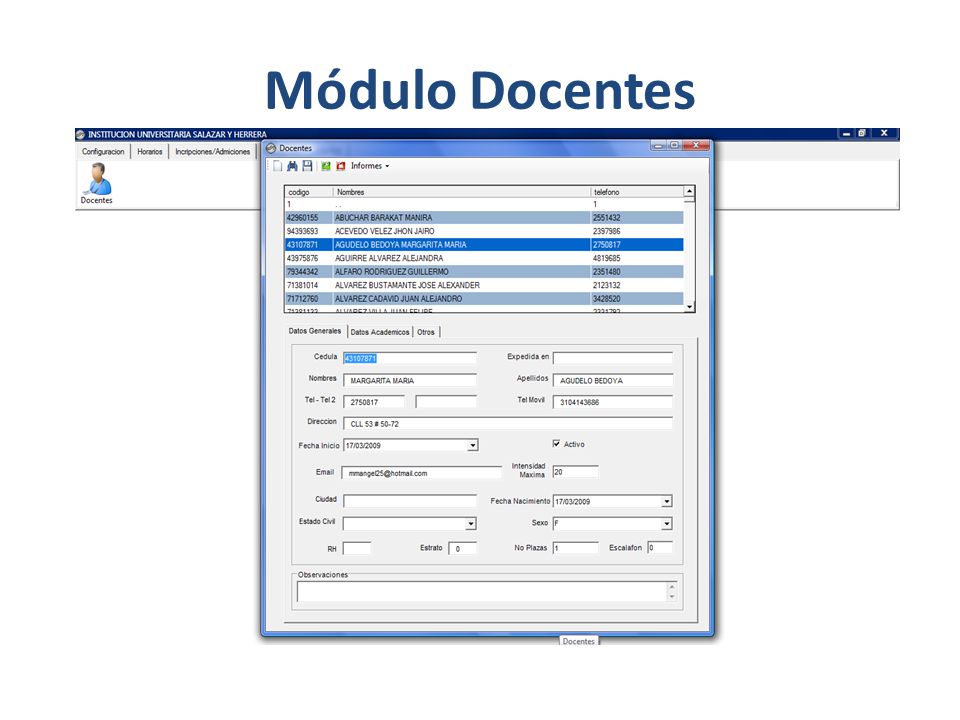Módulo Docentes