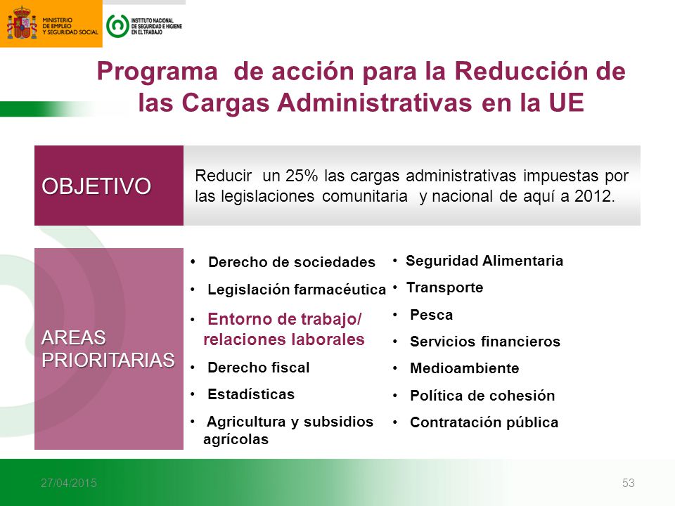 Programa de acción para la Reducción de las Cargas Administrativas en la UE