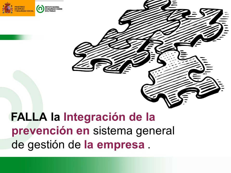 FALLA la Integración de la prevención en sistema general de gestión de la empresa .
