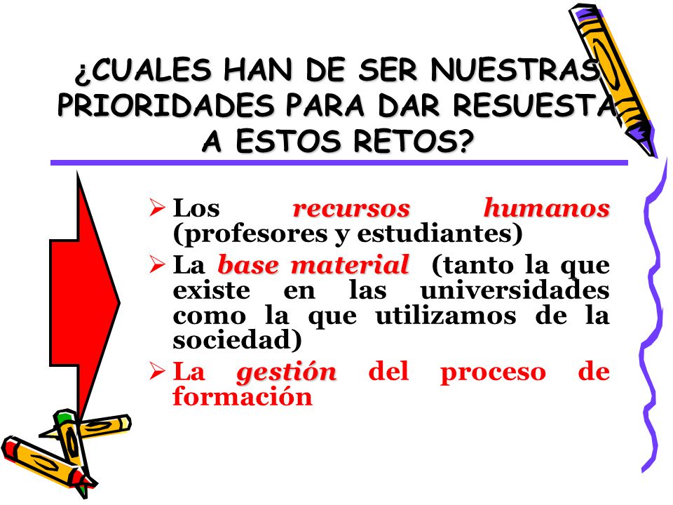 ¿CUALES HAN DE SER NUESTRAS PRIORIDADES PARA DAR RESUESTA A ESTOS RETOS